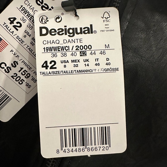 NWT Desigual Vegan Soft Leather Bomber Jacket  - LAST CHANCE - Picture 6 of 14